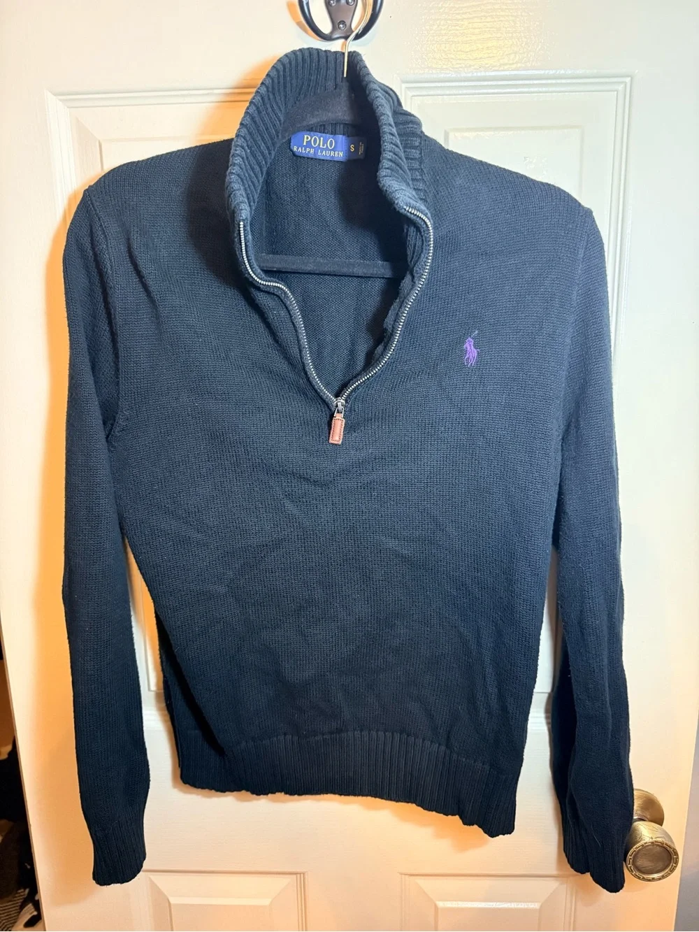 Polo by Ralph Lauren Men’s Small Black Quarter-Zip Sweater Collard Pullover